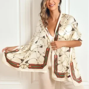 Silk Printed Rectangular Long Stole Scarf - SILKSILKY