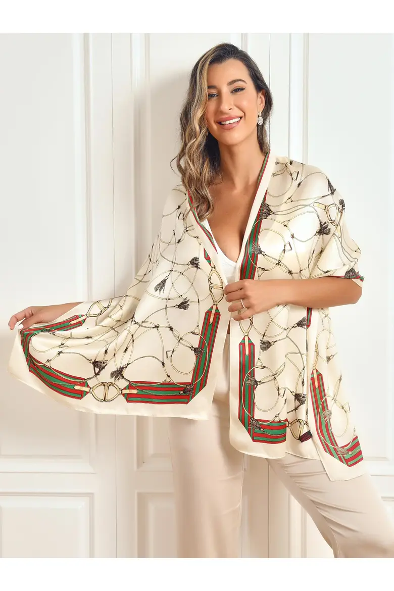 Silk Printed Rectangular Long Stole Scarf - SILKSILKY