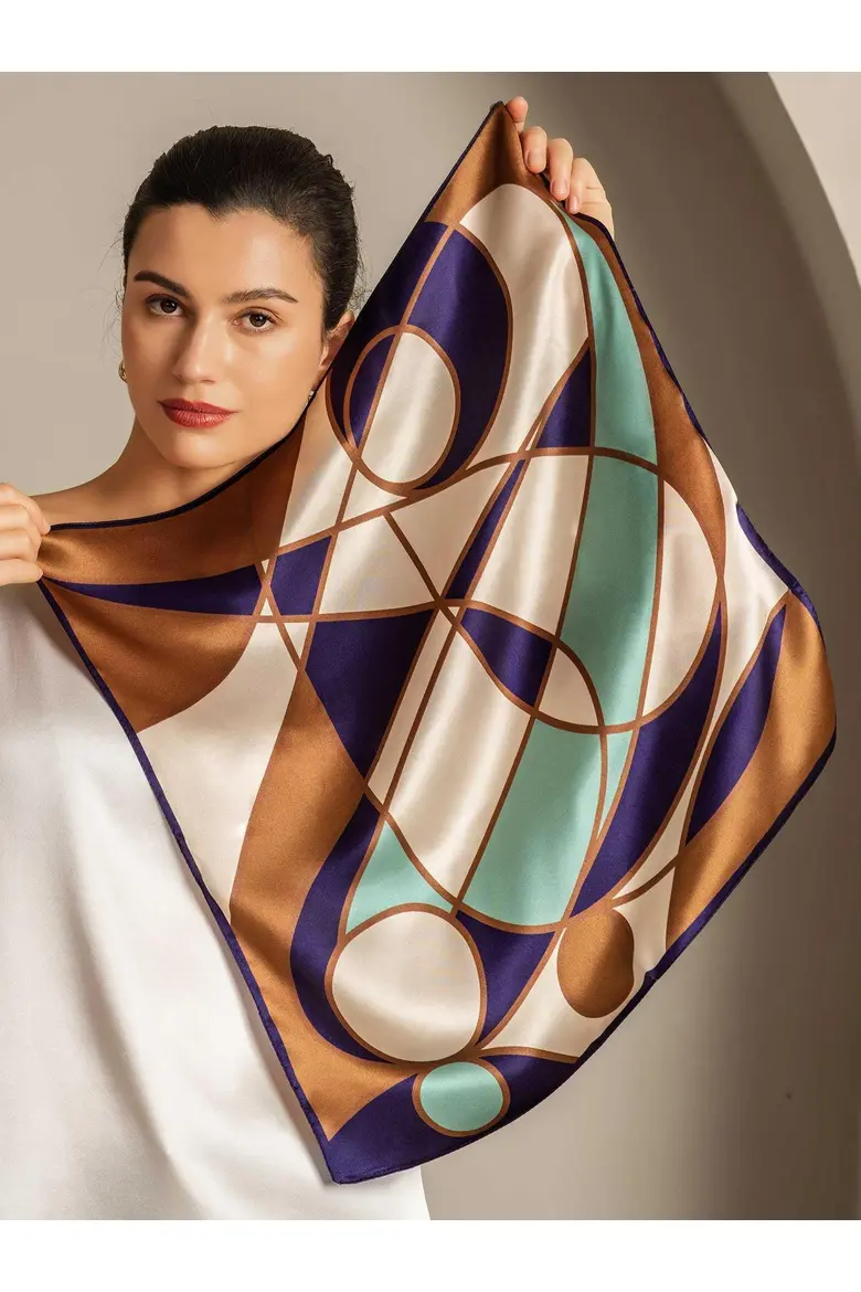 Pure silk colored square scarf - SILKSILKY - Image 2
