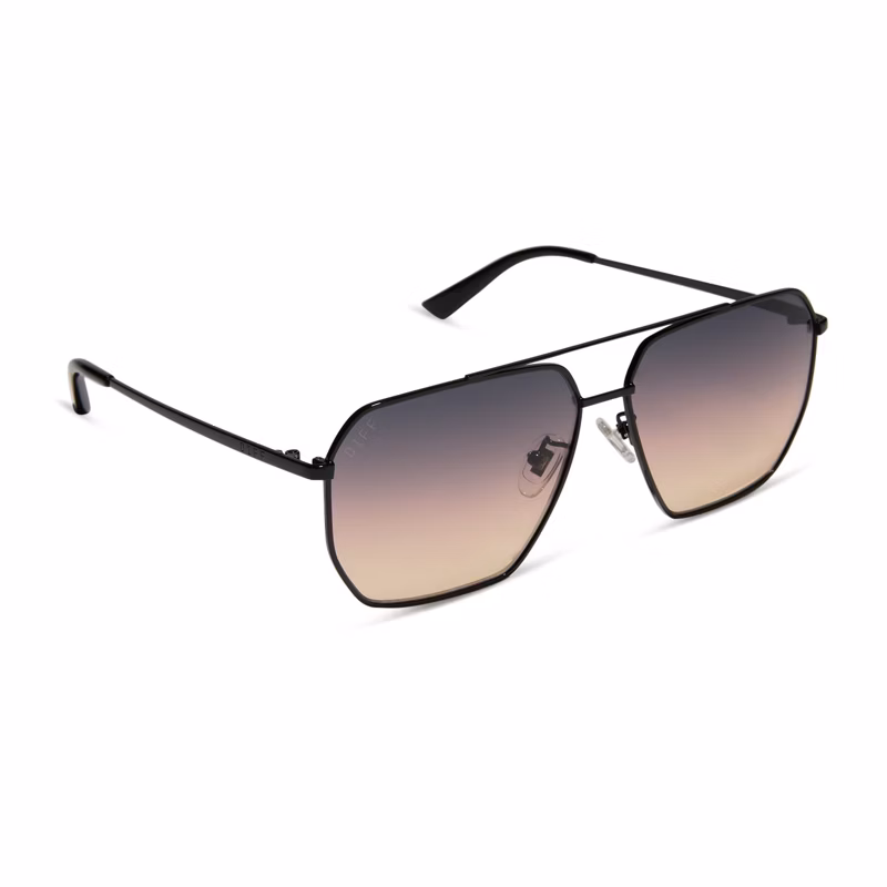 DIFF Berkely Black + Twilight Gradient Oversized Navigator Sunglasses - Image 3