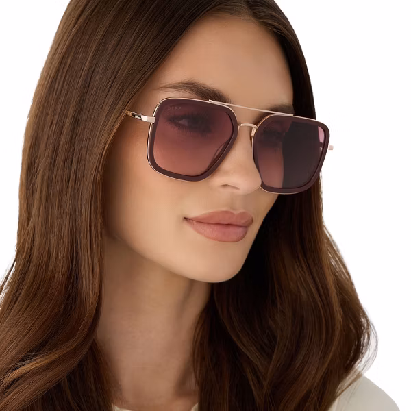 DIFF Jordan Rugby Red + Burgundy Gradient Oversized Sunglasses - Image 5