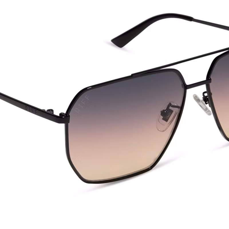 DIFF Berkely Black + Twilight Gradient Oversized Navigator Sunglasses - Image 2
