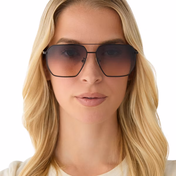 DIFF Berkely Black + Twilight Gradient Oversized Navigator Sunglasses - Image 6
