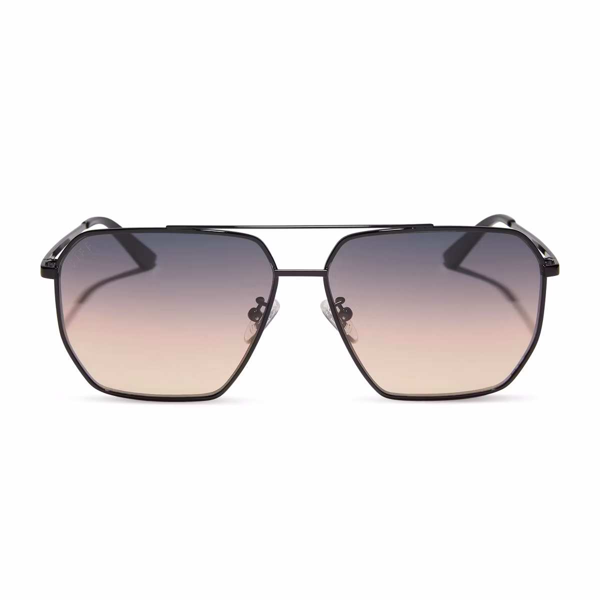 DIFF Berkely Black + Twilight Gradient Oversized Navigator Sunglasses