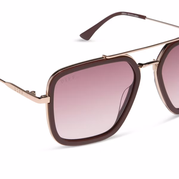 DIFF Jordan Rugby Red + Burgundy Gradient Oversized Sunglasses - Image 3