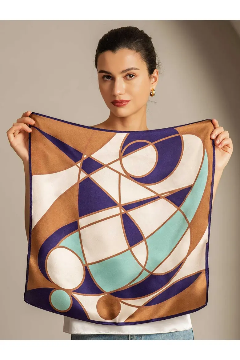 Pure silk colored square scarf - SILKSILKY - Image 5