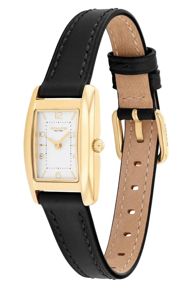 COACH - Saddle Rectangular Leather Strap Watch - Image 2