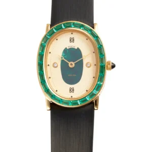 PASCAL - Oval Halo Lab Grown Diamond & Lab Grown Emerald Leather Strap Watch