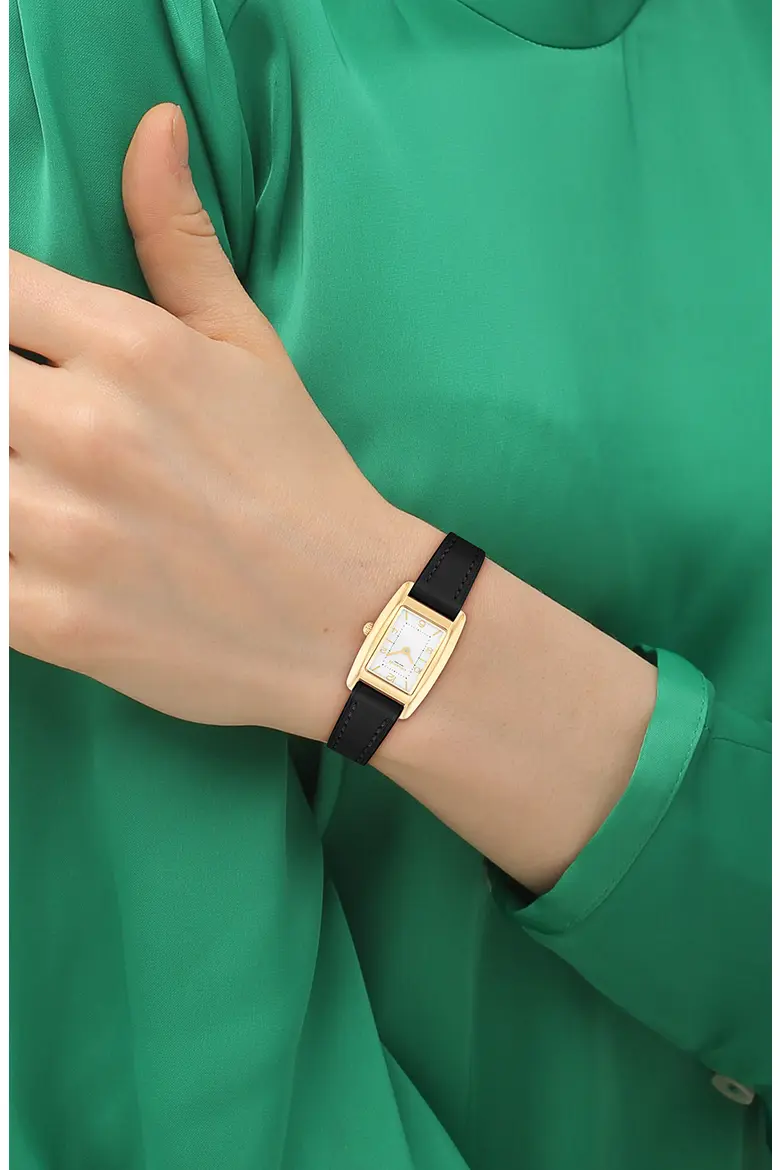 COACH - Saddle Rectangular Leather Strap Watch - Image 4