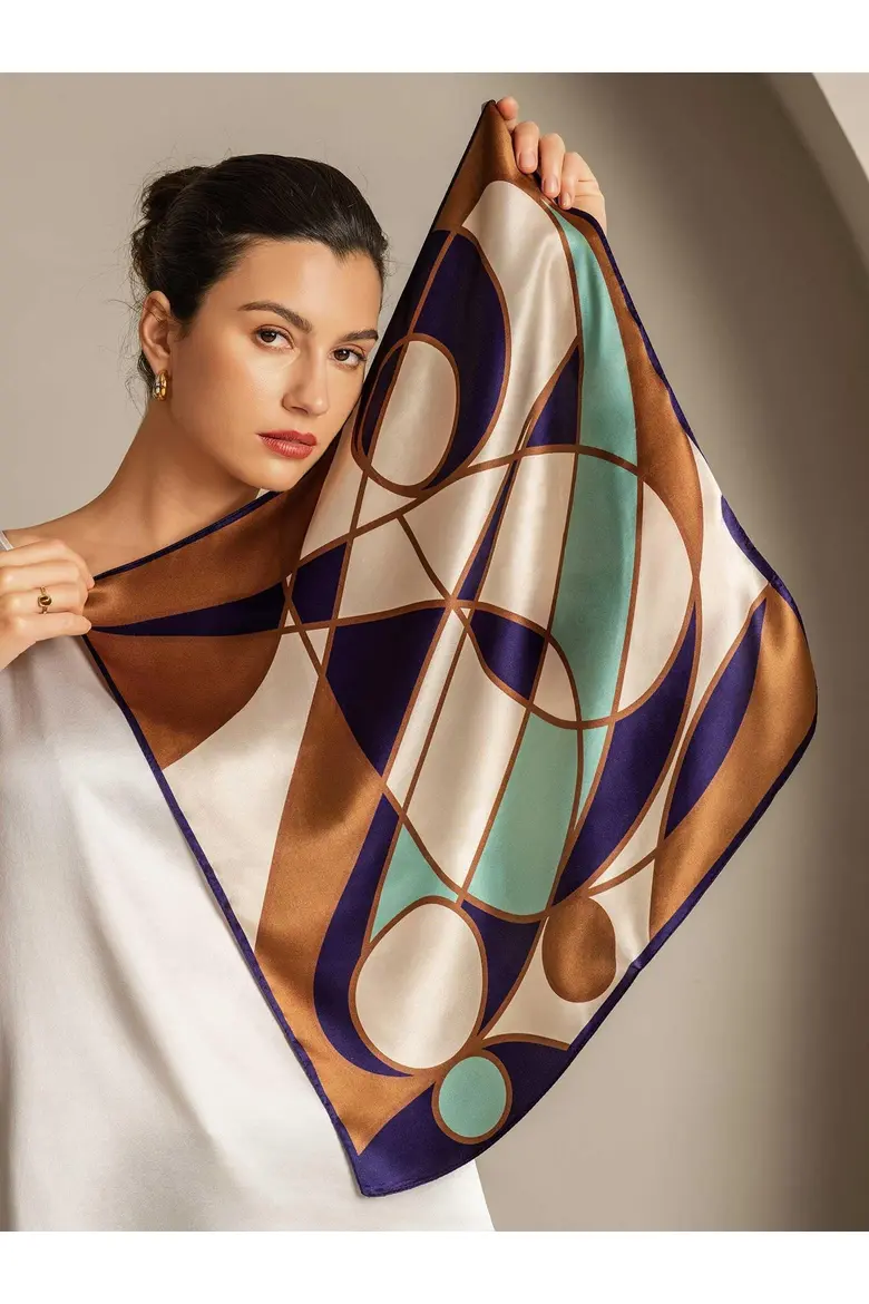 Pure silk colored square scarf - SILKSILKY - Image 6