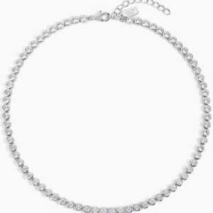Electric Picks Jewel Bezel Tennis Necklace - Silver