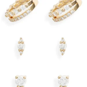Nordstrom Set of 3 Cubic Zirconia Ear Cuffs & Stud Earrings