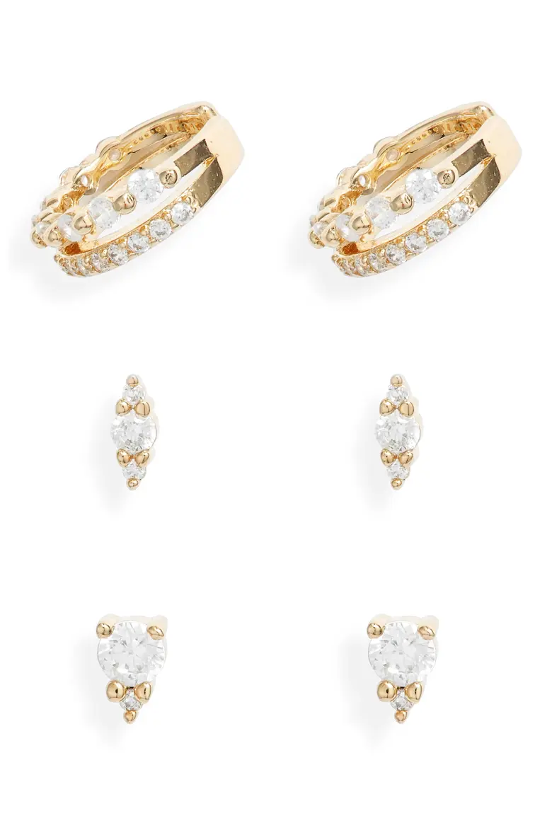 Nordstrom Set of 3 Cubic Zirconia Ear Cuffs & Stud Earrings