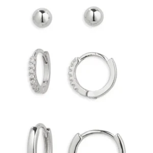 Nordstrom Set of 4 Demi Fine Essentials Stud & Hugging Hoop Earrings