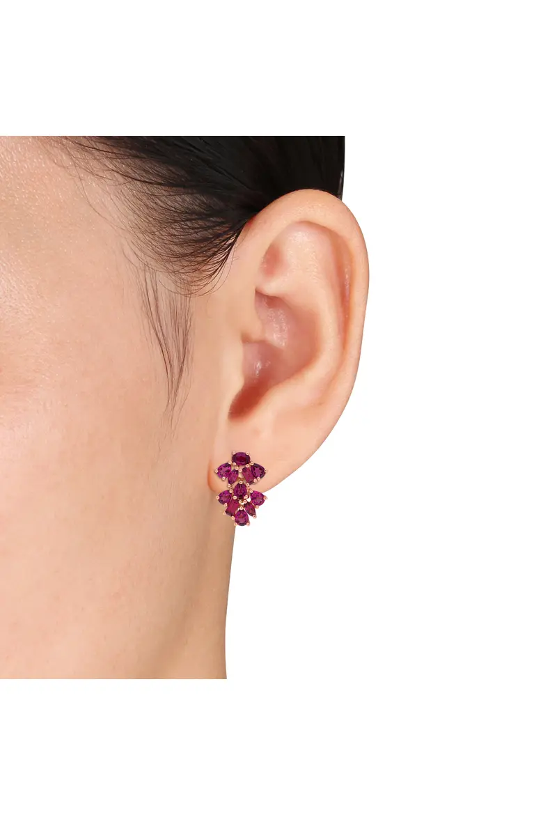 Julianna B. Gemstone Floral Cluster Drop Earrings - Image 3